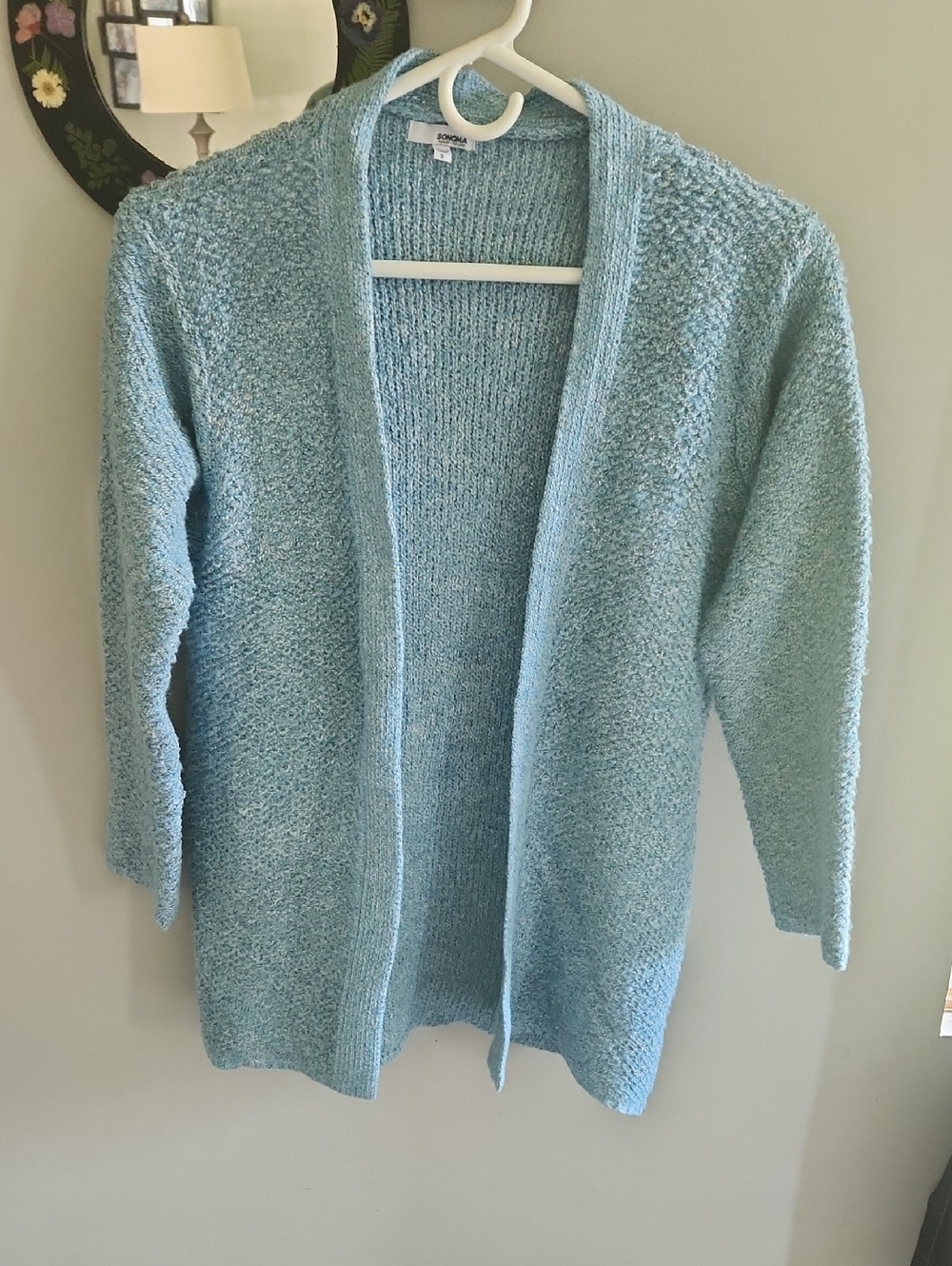 Women's Small Croft & Barrow Light Blue Open-Front Knit Cardigan